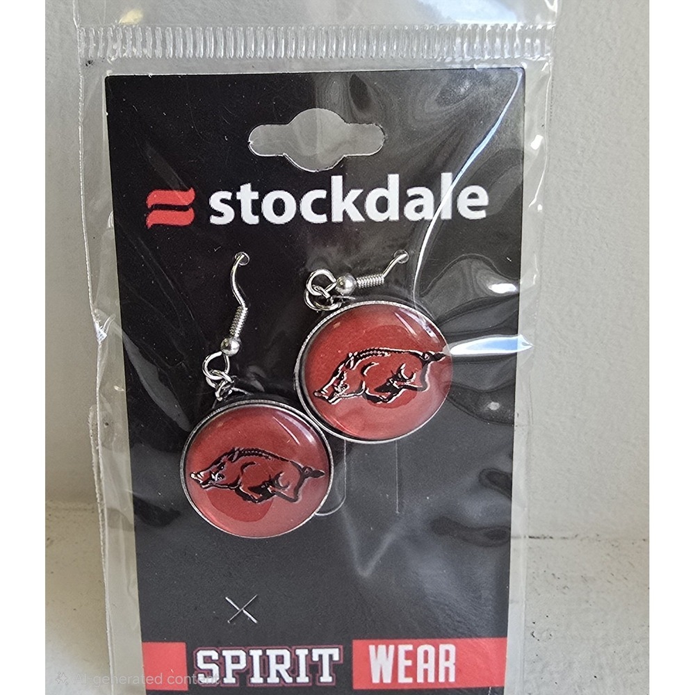 Arkansas Razorbacks Women's Circle Dangle Earrings Fish Hook NCAA NOS